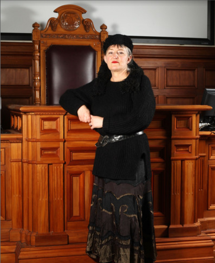 Right campaigner Penny Bright photographed next to Lens masterbatorium has vowed to have the Town Hall sanitised and refurbished - starting with the "big chair"