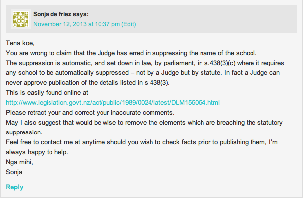 Sonja – inept wannabe advocate struggling to interpret an Act she doesn’t even name.