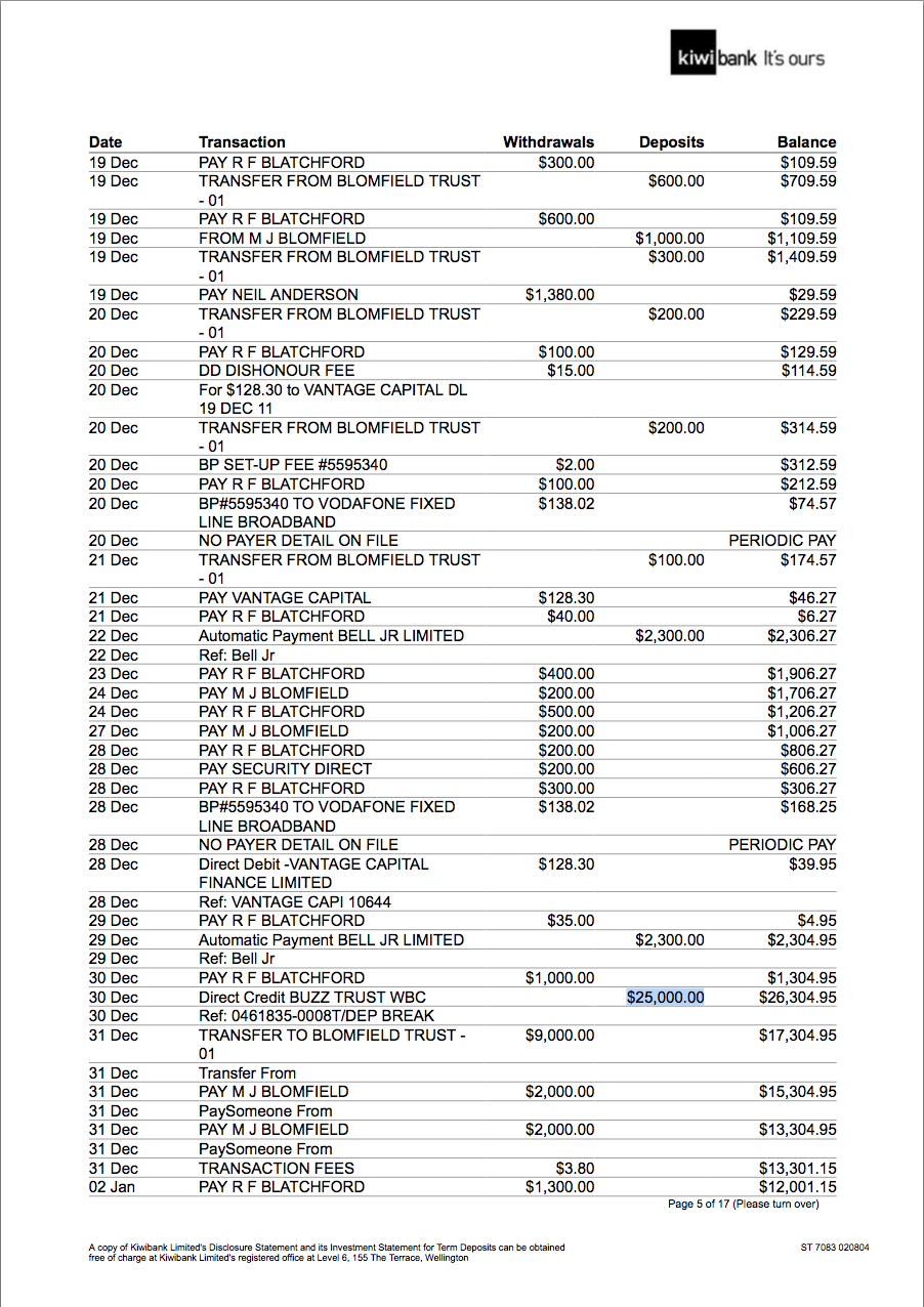 click to view entire bank statement