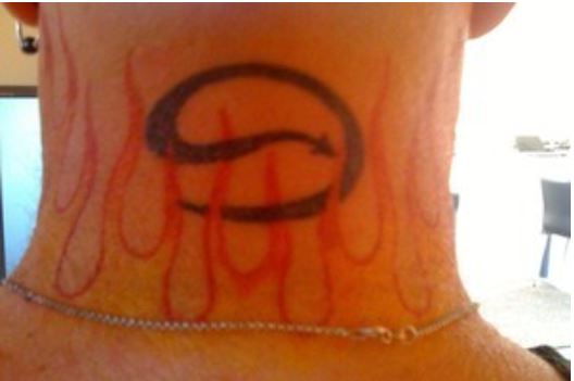 Paul Hinton had his Hell tattoo modified after he was allegedly warned about breaching intellectual property. Of course Blomfield was to use this story later for his own purposes, Bevan Hurley publishing it